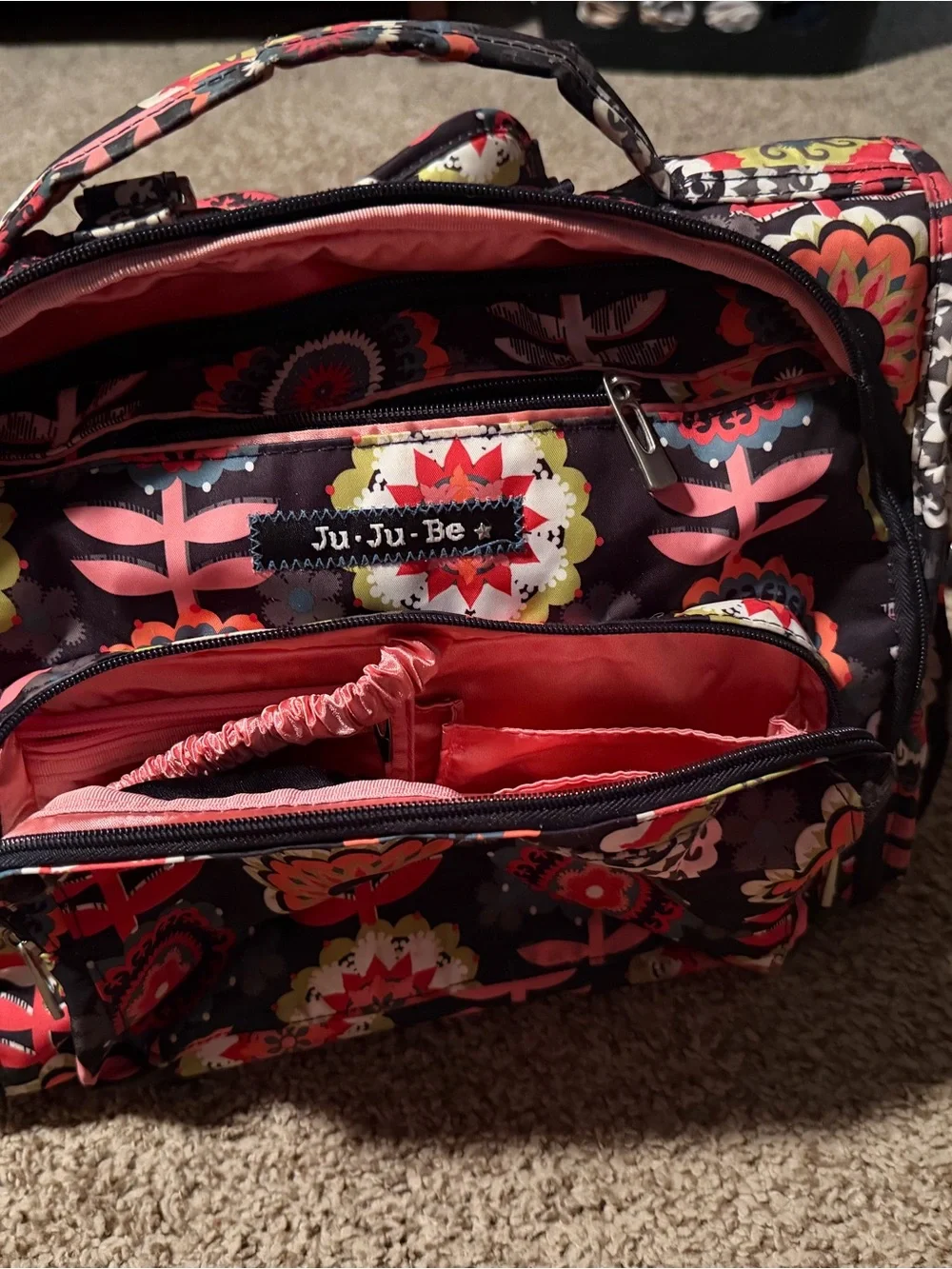 Ju-Ju-Be Floral Pattern Pink & Blue Diaper Bag